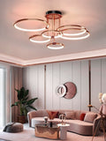 6 Light Rose Gold Body Modern LED Ring Chandelier for Dining Living Room Lamp - Warm White