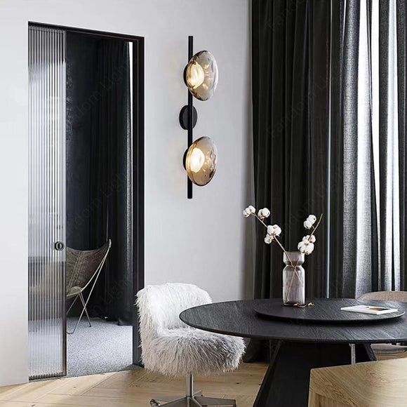 2 LED Black Modern Wall Light Living Room LCD Panel Light - Warm White