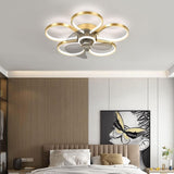 500MM Matt Gold Modern Ceiling Fan Chandelier with Remote Control ABS Blades