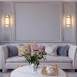 LED Amber Glass Gold Wall Light Living Dining Bedside Light - Warm White