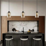 Amber Dual Glass Pendant Light Bedside Hanging Corner Light