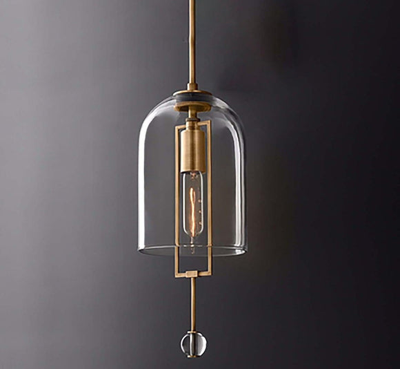 1-Light Gold Long Amber Champagne Glass Pendant Ceiling Light - Warm White - Ashish Electrical India