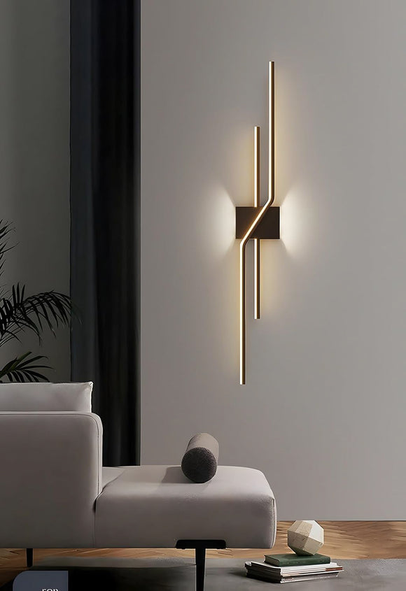 600 MM LED Black Long Ziggy Wall Light Living Room LCD Panel Light - Warm White