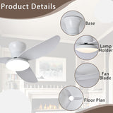 36 INCH HUGGER WIND LEAF CEILING FAN REMOTE CONTROLLED - White
