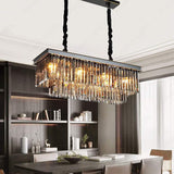 800x400 MM Crystal Rectabgular Black LED Chandelier Light for Living Room Dining Room