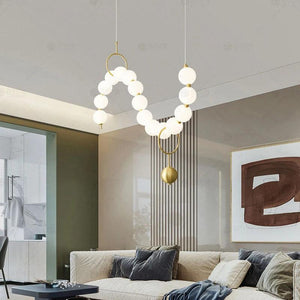 15 Light Gold Frosted Globes Chandelier Ceiling Lights Hanging - Warm White