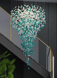 Meteoroid Chandelier Double Height - Emerald Green Color