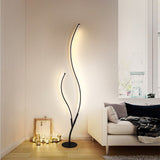 Led Modern Black Curvy Floor Standing lamp Living Room Light - Warm White