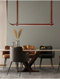 TAN LEATHER BELT CHANDELIER HANGING LAMP - WARM WHITE