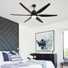 54 Inch 6 Blade Wind lamp ceiling fan remote Controlled - Black