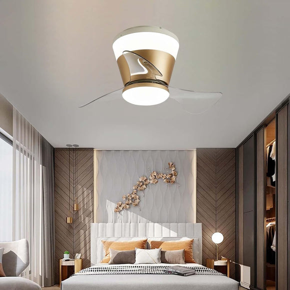 22 Inch Gold Low Profile Ceiling Light with Fan LED Chandelier
