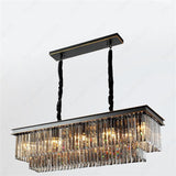 800x400 MM Crystal Rectabgular Black LED Chandelier Light for Living Room Dining Room