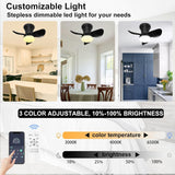 22 INCH BLACK LOW PROFILE CEILING LIGHT WITH FAN LED CHANDELIER - WARM WHITE