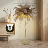 OSTRITCH FEATHER GOLD FLOOR LAMP LIVING ROOM LIGHT FOR HOME LIGHTING STANDING LAMP - GOLD