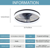 20 Inch Black Profile Ceiling Light with Fan LED Chandelier