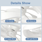 500 MM White Low Curvy Ceiling Light with Fan LED Chandelier - Warm White