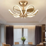 600MM Golden Ceiling Fan Chandelier with Remote Control ABS Blades - Warm White