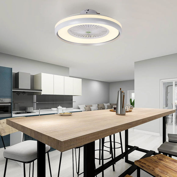 500 MM White Mesh Ceiling Light with Fan LED Chandelier - Warm White