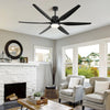 54 Inch 6 Blade Wind lamp ceiling fan remote Controlled - Black