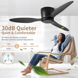 52 INCH HUGGER WIND LEAF CEILING FAN - BLACK