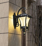 Outdoor Wall Light Fixture Black Gold Exterior Wall Waterproof Lights Glass Shade - Warm White