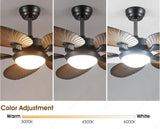 52 INCH WIND WOODEN PALM LEAF CEILING FAN REMOTE CONTROLLED WITH LIGHT - DARK WOOD