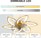 500MM Matt Gold Modern Ceiling Fan Chandelier with Remote Control