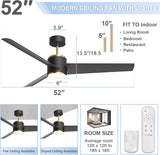 Ceiling Fan with BLDC Motor, 3 Blades, Black Gold