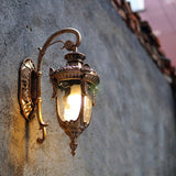 Antique Brushed Outdoor Wall Light Fixture Wall Lights with Glass Shade - Warm White