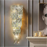 Led 3 Layers Crystal Mashal Modern Gold Metal Wall Light Drawing Room - Warm White