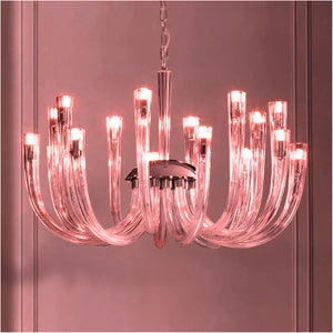 12 Arm Rose Gold Glass Spanish Chandelier Ceiling Lights Hanging Lamp - Warm White