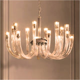 12 Arm Champagne Gold Metal Glass Chandelier Ceiling Lights Hanging Lamp - Warm White