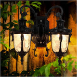 Outdoor Wall Light Fixture Black Exterior Wall Waterproof Lights Glass Shade