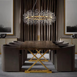 800 MM Crystal Gold LED Chandelier Light for Living Room Round Dining Room