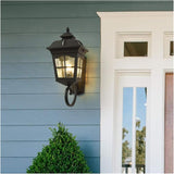 Black Outdoor Wall Light Fixture with Glass Shade - Warm White