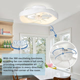 500 MM White Low Curvy Ceiling Light with Fan LED Chandelier - Warm White