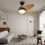 42 INCH 3 BLADE WIND LAMP CEILING FAN REMOTE CONTROLLED - DARK/Light WOOD