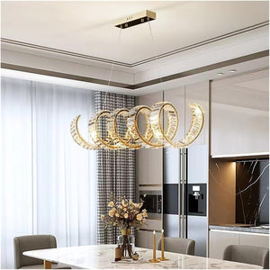 1200x350MM Long Crystal Gold Chandelier Ceiling Lights Hanging - Warm White