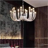 16 Arm Clear Glass Chandelier Ceiling Lights Hanging Lamp - Warm White - Ashish Electrical India