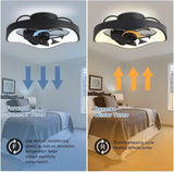 500 MM Black Low Curvy Ceiling Light with Fan LED Chandelier - Warm White