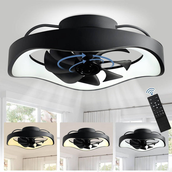 500 MM Black Low Curvy Ceiling Light with Fan LED Chandelier - Warm White - Ashish Electrical India