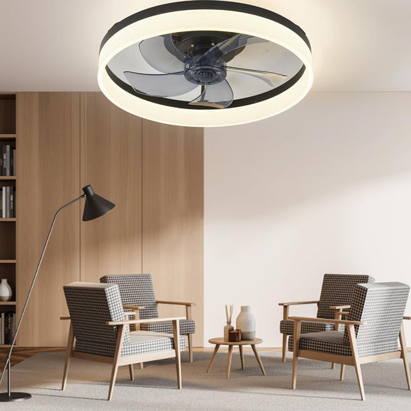 20 Inch Black Profile Ceiling Light with Fan LED Chandelier