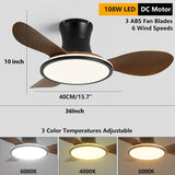 36 INCH HUGGER WIND LEAF CEILING FAN REMOTE CONTROLLED - Natural WOOD