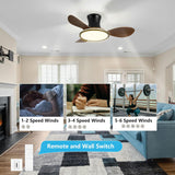 36 INCH HUGGER WIND LEAF CEILING FAN REMOTE CONTROLLED - Natural WOOD