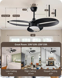 42 Inch Wind lamp ceiling fan remote Controlled - Black