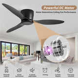 52 INCH HUGGER WIND LEAF CEILING FAN - BLACK