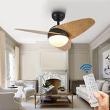 42 INCH 3 BLADE WIND LAMP CEILING FAN REMOTE CONTROLLED - DARK/Light WOOD