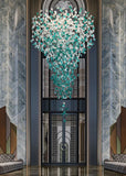 Meteoroid Chandelier Double Height - Emerald Green Color