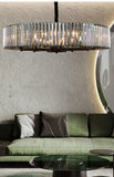 800 MM Black Metal Smokey Crystal LED Chandelier Hanging Suspension Lamp - Warm White