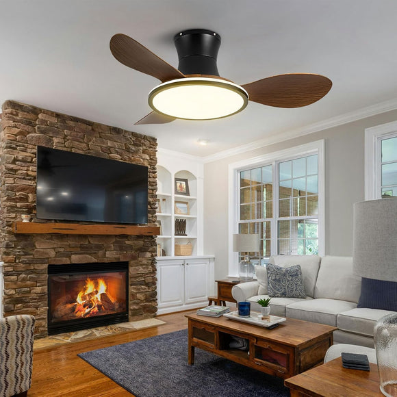 36 INCH HUGGER WIND LEAF CEILING FAN REMOTE CONTROLLED - Natural WOOD